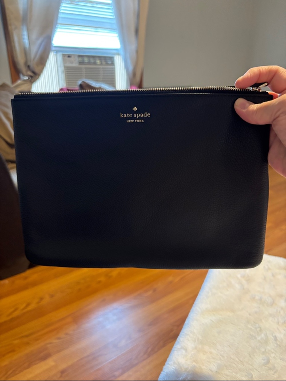 kate spade Black Pebbled Leather Zip Pouch - Picture 2 of 7